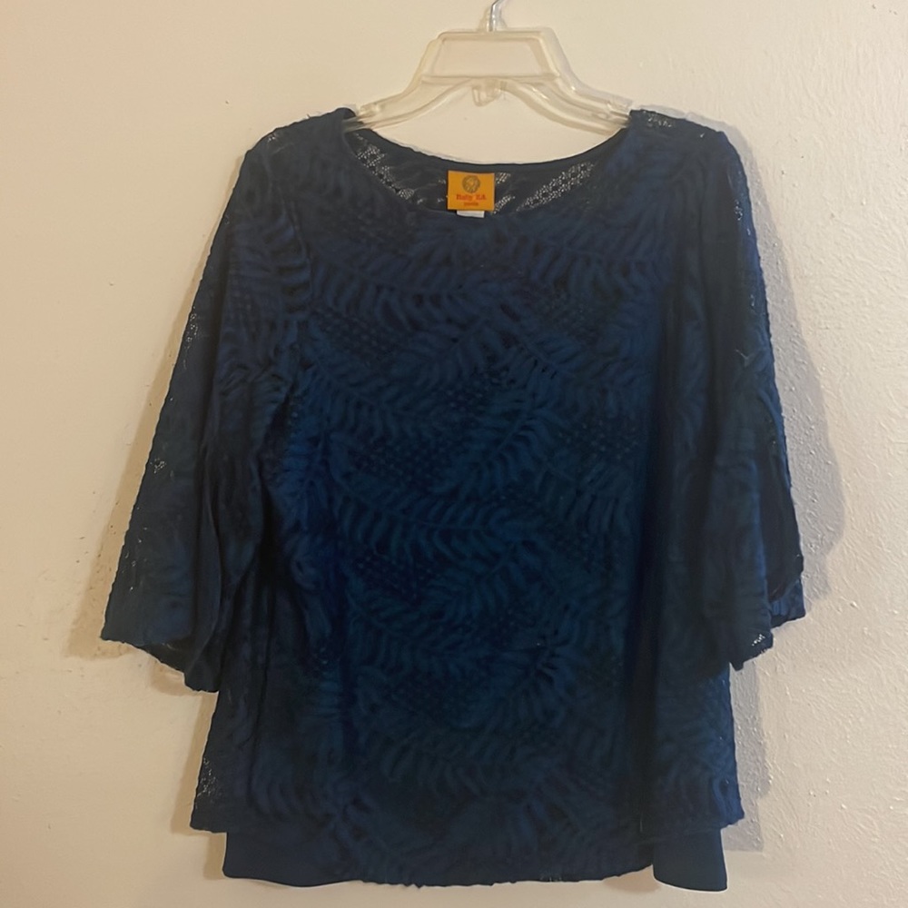 Ruby Rd. Blouse Size Pxl Petite Euc Blue - image 7
